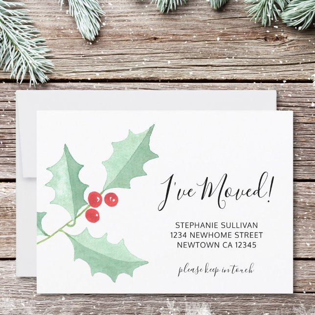 Faire-part J'ai déplacé l'aquarelle Holly Moving (Créateur téléchargé)