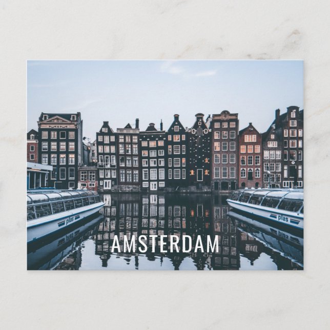 Faire-part J'aime le voyage d'Amsterdam la carte postale (Devant)