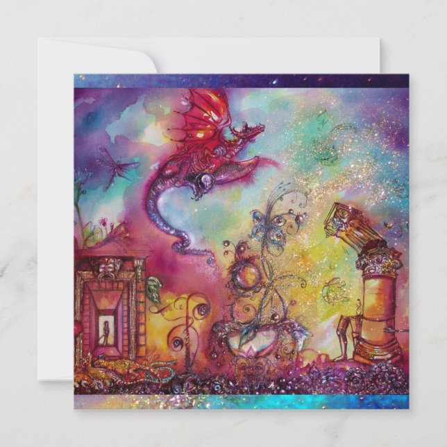 FAIRE-PART JARDIN DES OMBRES PERDUES - DRAGON ROUGE VOL (Devant)