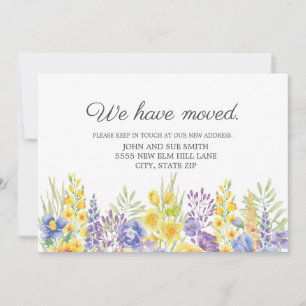 Faire-part jaune bleu violet Floral