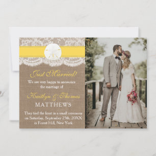 Faire-part Jaune Sable Dollar Plage Mariage Photo Mariage