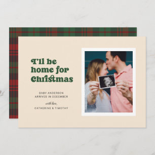 Faire-part Je serai à la maison pour la Grossesse de Noël (ve