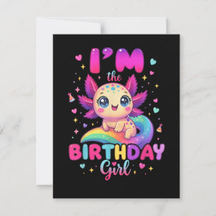 Faire-part Je suis l'axolotl de la fille d'anniversaire