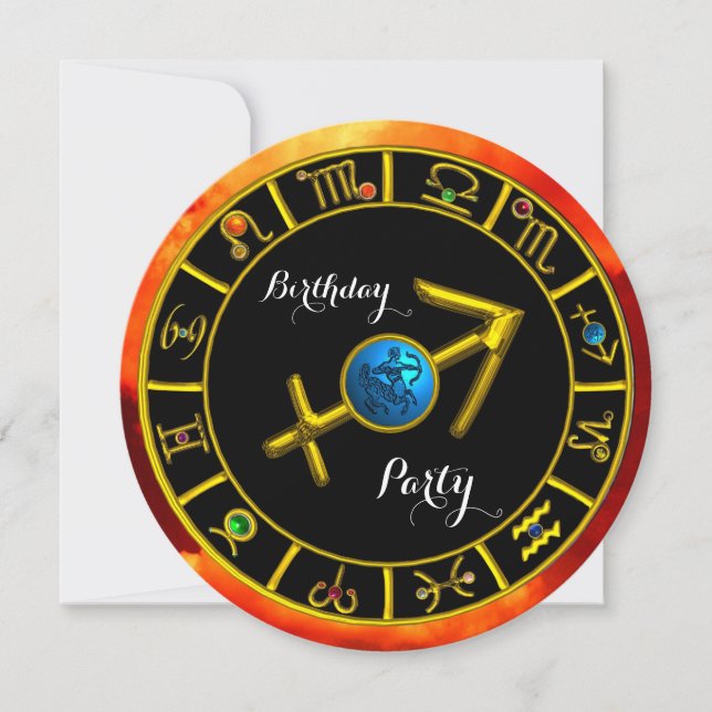 FAIRE-PART JELON D'OR SAGITTARIUS, SIGNES D'ANNIVERSAIRE ZODI (Devant)