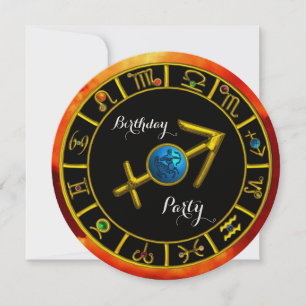 FAIRE-PART JELON D'OR SAGITTARIUS, SIGNES D'ANNIVERSAIRE ZODI