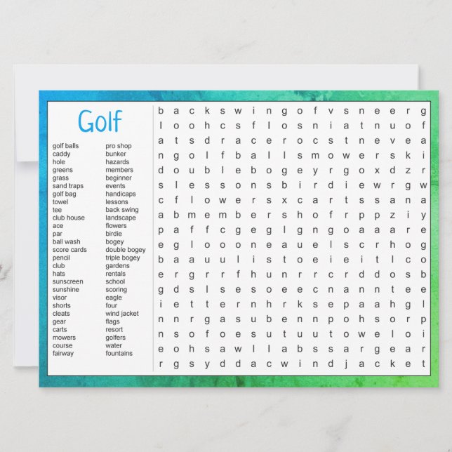 Faire-part Jeu d'Anniversaire Golf Thème (Devant)