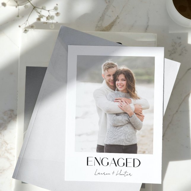 Faire-part Jeu d'engagement de code QR 3 Photo Moderne (Engaged & Excited! Join Us for the Party 🥂💍 [Personalize Here])