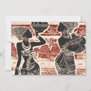 Faire-part Joie vintage tribale Village africain des femmes