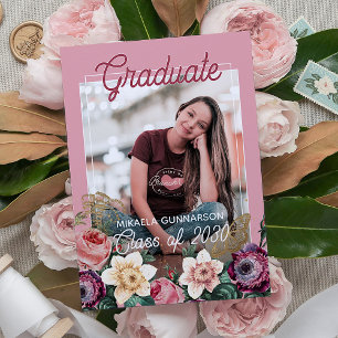 Faire-part Joli Blush rose Botanique Floral Boho Graduation