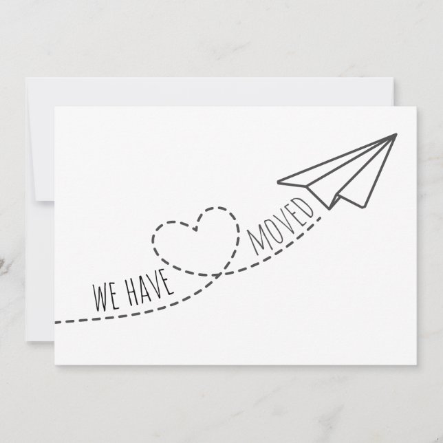 Faire-part Joli Nous Avons Déménagé Moderne Cœur Avion en Pap (Devant)