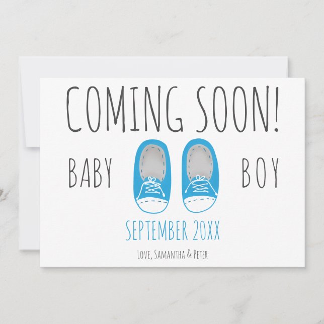 Faire-part Jolies chaussures bébé garçon bientôt grossesse bl (Devant)