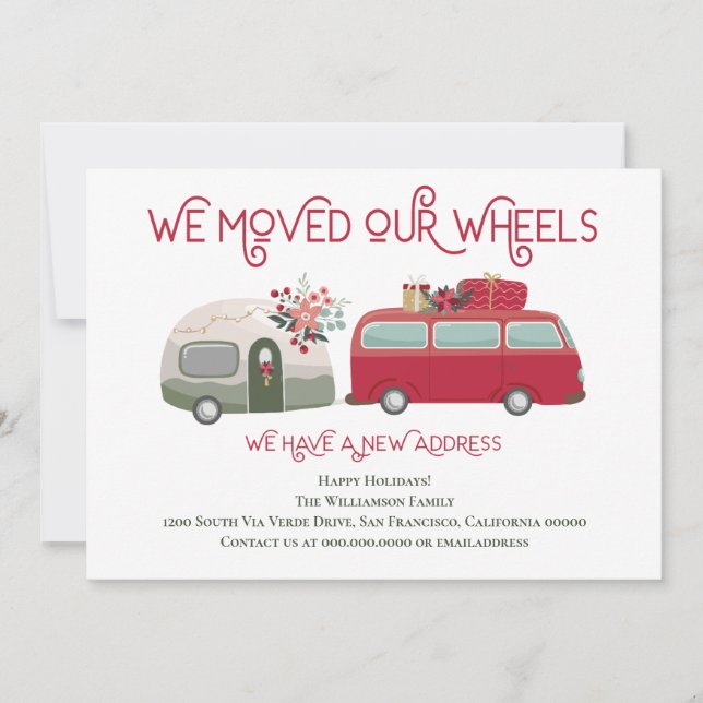 Faire-part Jote Red Van Trailer Nous avons déplacé une nouvel (Devant)