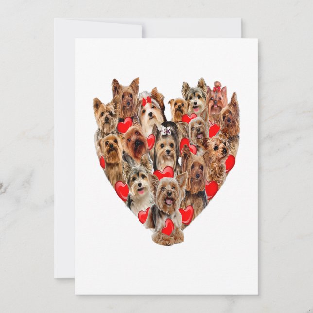 Faire-part Jour des Valentines Yorkshire Terrier Chien Coeur  (Devant)