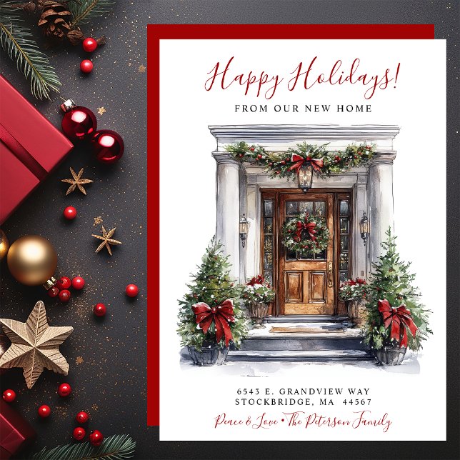 Faire-part Joyeuses vacances Nouvelle maison Porte avant Démé (Créateur téléchargé)