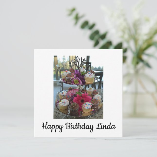 Faire-part Joyeux anniversaire Linda (Debout devant)