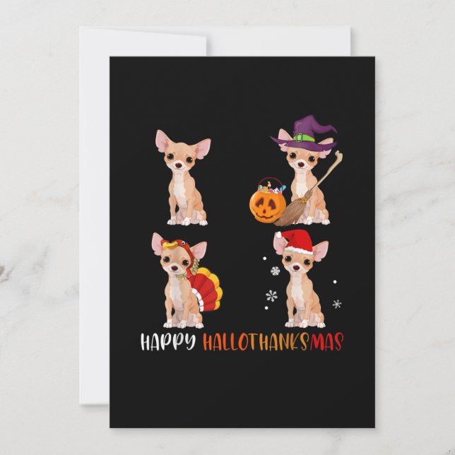 Faire-part Joyeux Hallothanksmas mignonne sorcière Turquie Sa (Devant)