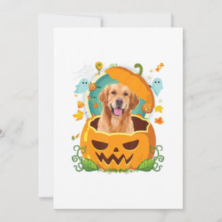 Faire-part Joyeux Halloween Citrouille Golden Retriever Chien