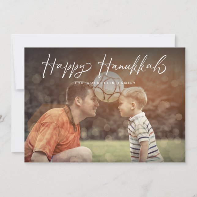 Faire-part Joyeux Hanoukka Script Photo Holiday (Devant)