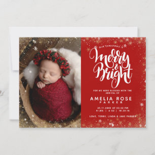 Faire-part Joyeux Noël Bébé Photo Snowflake Naissance