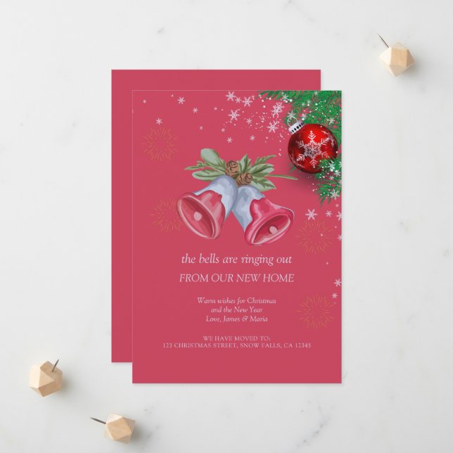 Faire-part Joyeux Noël Fête Nouvelle Maison Déménagement (Devant/Arrière en situation)