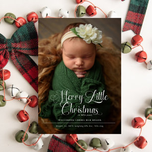 Faire-part Joyeux petit Noël Script bébé photo naissance