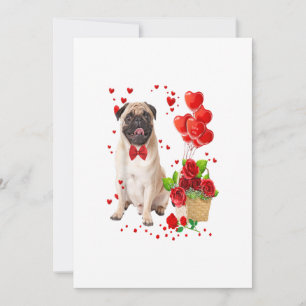 Faire-part Joyeux Valentines Jour Carlin mignon _ Fleurs de C