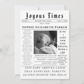 Faire-part Joyous Newborn Times Birth