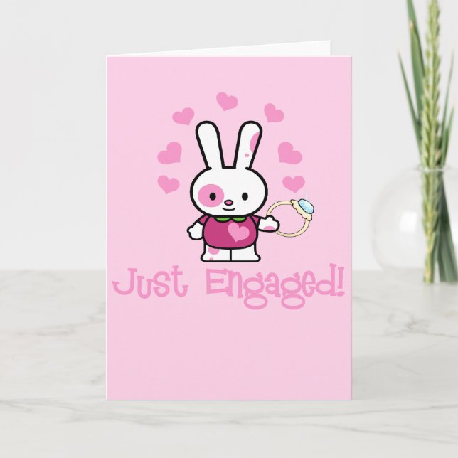Faire-part Juste Engagé Cute Bunny avec anneau! (Devant)