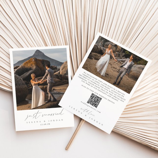 Faire-part Juste marié 2 Photo QR Code Mariage (Just Married 2 Photo QR Code Wedding Announcement)