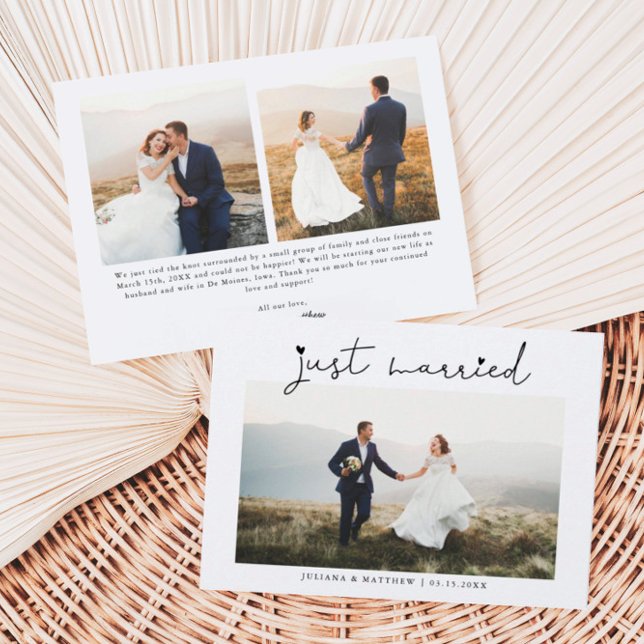 Faire-part Juste Marié Coeur Script Mariage Multi Photo (Créateur téléchargé)