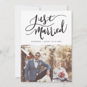 Faire-part Juste marié   Mariage de script lettres main moder
