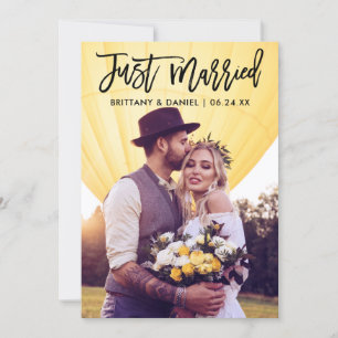 Faire-part Juste Marié Moderne Brush Script Mariage photo