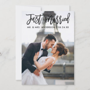 Faire-part Juste marié Moderne Pinceau Script Mariage Photo
