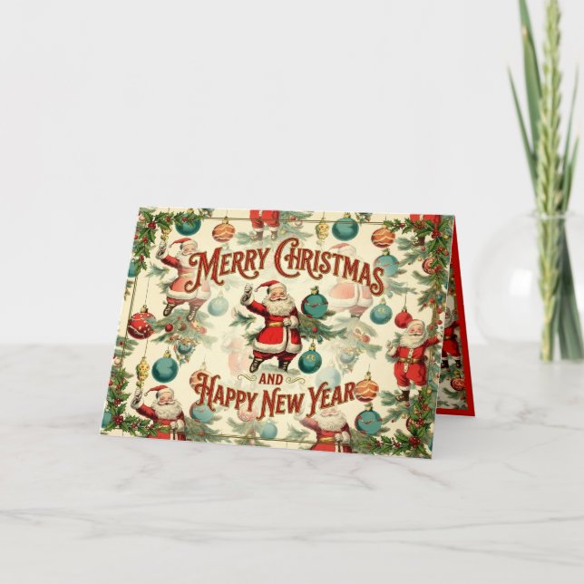 Faire-part Kitschy Santa and Ornaments Wrapping Paper (Devant)