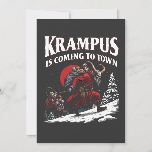 Faire-part Krampus arrive à Town Krampus Noël (Devant)
