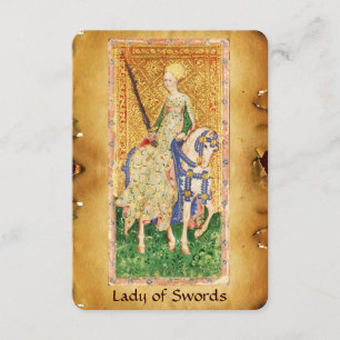 FAIRE-PART LA RENAISSANCE ANTIQUE TAROTS/DAME OF SWORDS