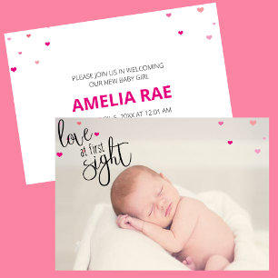 Faire-part L'Amour À La Première Vue Naissance Du Bébé