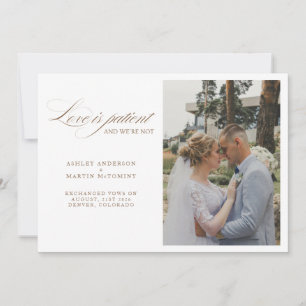 Faire-part L'amour élégant est patient, mais nous ne sommes p
