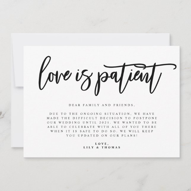 Faire-part L'Amour Est Le Report Mariage Patient (Devant)