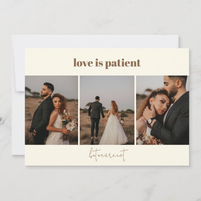 Faire-part L'amour est patient 4 Mariage photo Elopement anno (Devant)