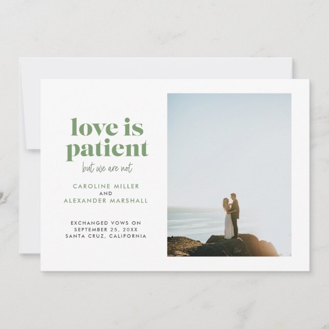 Faire-part L'amour vert est patient mais nous ne sommes pas u (Devant)