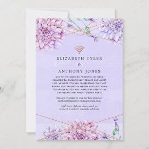 Faire-part Lavande et Rose Gold Floral Mariages invités