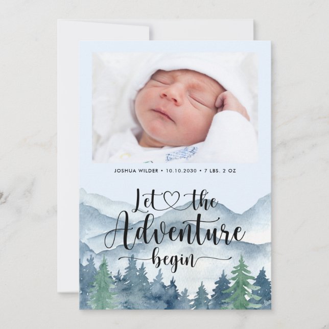 Faire-part L'aventure commence Photo Naissance (Devant)