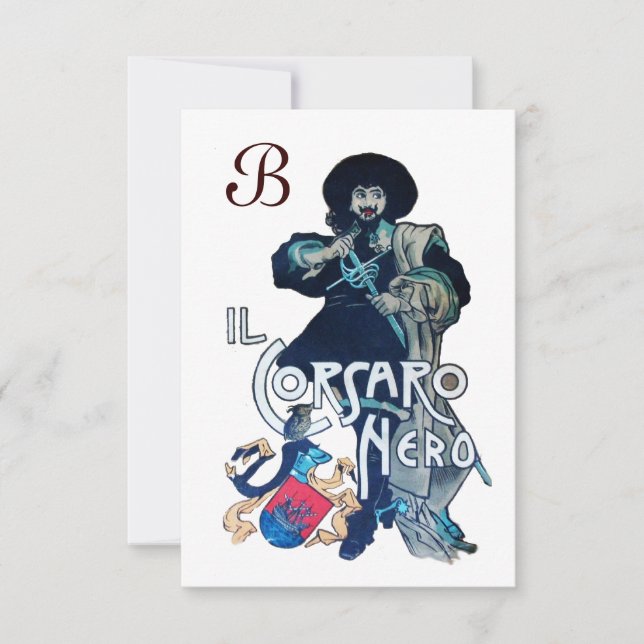 Faire-part LE MONOGRAMME NOIR CORSAIR blanc (Devant)