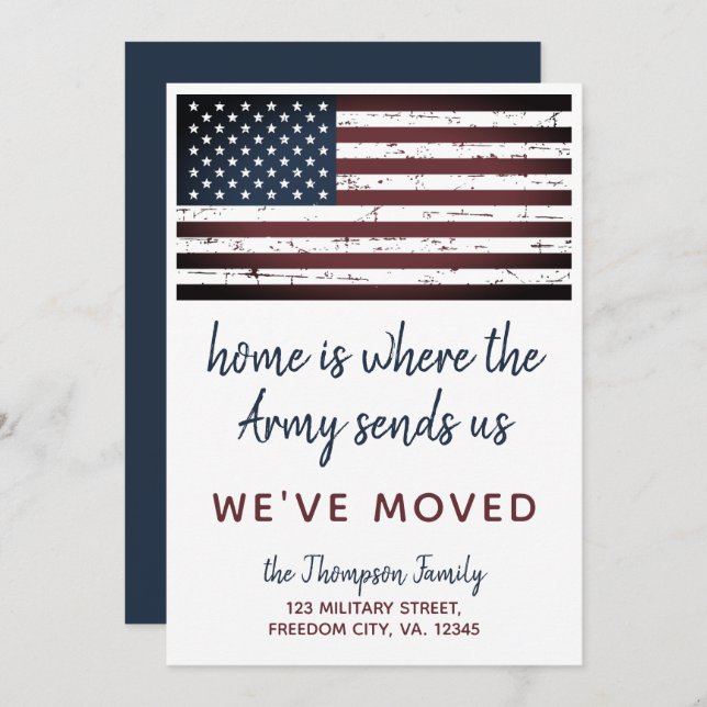 Faire-part Le PCS militaire nous avons déplacé le drapeau amé (Devant / Derrière)