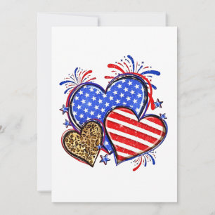 Faire-part Leopard American Flag Heart 4 juillet USA