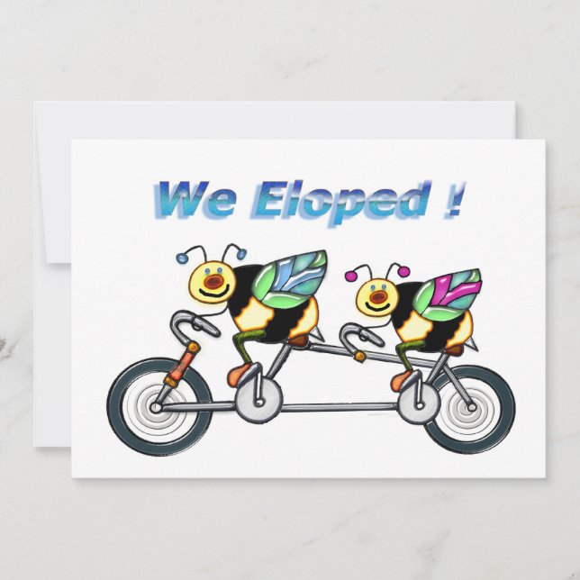 Faire-part Les abeilles sur un vélo tandem Eloped (Devant)