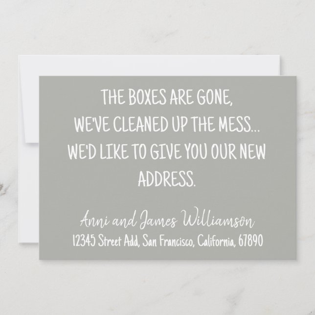 FAIRE-PART LES BOÎTES SONT PARTIES, NOUS AVONS NETTOYÉ MESS M (Devant)