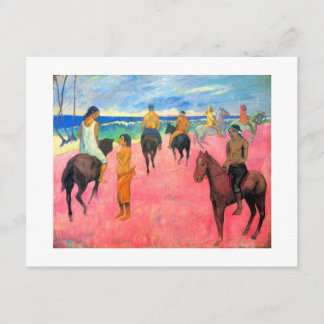 Faire-part Les cavaliers de Gauguin sur la plage rose de Tahi