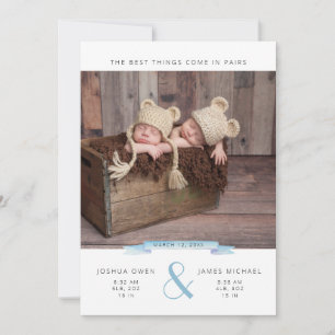 Faire-part Les meilleures choses arrivent en paires   Twins P